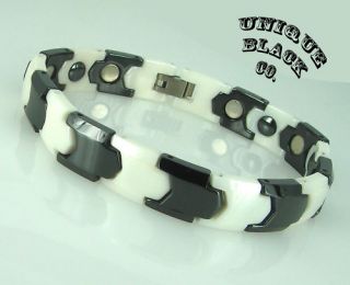 Black White Ceramic Magnetic Tungsten Men Bracelet