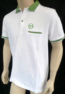 Sergio Tacchini Mens Ernshaw Polo T Shirt White Green Size s M L XL