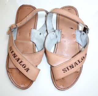 VTG Mens 9 SINALOA Leather buckle Huarache Mexican sandals SLINGBACK