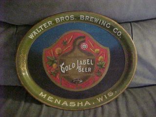  Prohibition Walters Bros Brewing Co Menasha Wis Gold Label Beer TRAY