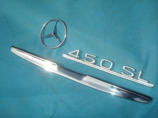 Mercedes Trunk Emblem Star 450SL Logo Trunk Chrome Handle 107 Set