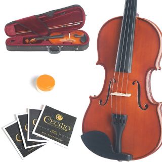 Mendini Size 4/4 MV200 Solid Wood Violin in Natural Finish +2 Set
