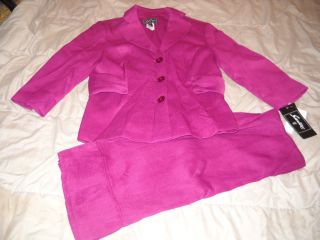 Misses Sizes 6 8 Sweet Suit Raspberry Jacket Pleat Ruffle 2 PC Skirt