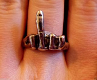 Middle Finger Bad A$$ Ring Mens Ring Gothic Motorcycle Biker Jewelry