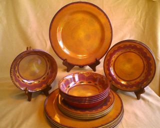 Tuscan Southwest Stoneware Look Melamine Dish Bowl Plate Set