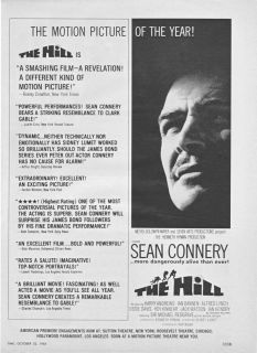 1965 Sean Connery The Hill Movie Vintage Promo Ad