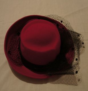 Michael Howard Womens Wool Pink Black Netting Vintage Wedding Church