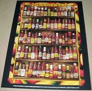  CALIENTE Mexican Cajun HOT CHILI PEPPERS Red Sauces Kitchen Poster