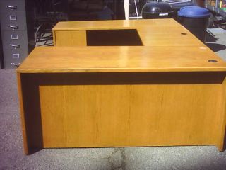 Desk U Shaped 3 Piece Wood Oak Wedeliverlocallynorca