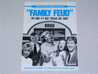 Family Feud Manual Near Mint Colecovision Adam
