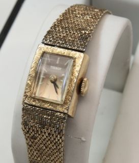 Tissot Wrist Watch 2402 Gold Filled Irregular Mesh Bracelet