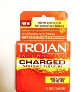 Trojan Charged Intensified Orgasmic Pleasure Lubricated Latex Condoms