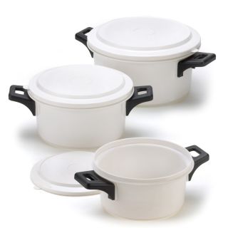 Microwave Cooking Pots White Bowls Pots Cookware Set New