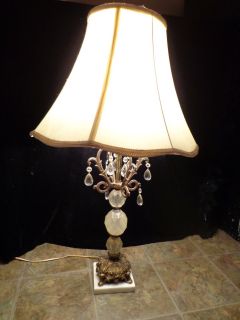 Vintage Crystal Ball Table Lamp, Elegant Marble Base, Works! 30high