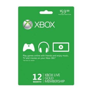 Microsoft Xbox Live 12 Month Gold Membership Card