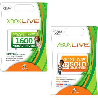 12 Month Xbox Live 1600 Microsoft Points Bundle for Xbox 360 XBL