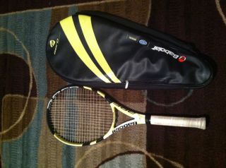 babolat tennis racquet 4 1/4 (woofer technology) and 2 blue head over