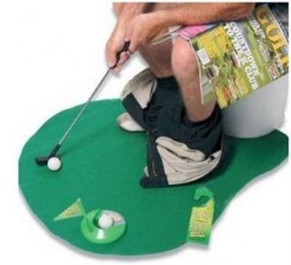 Toilet Bathroom Mini Golf Mat Set Game Potty Putter