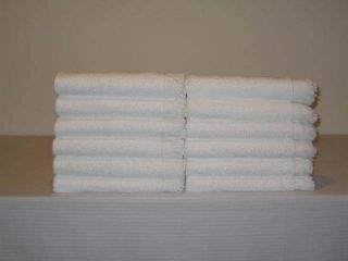 12 Fingertip White Velour Towels Made in The USA by 1888 Mills