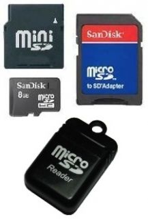 SANDISK 8GB MICRO MINI SD HC FLASH MEMORY CARD CLASS 4 & MICRO TF CARD