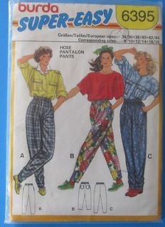 1980s Parachute Pants Burda Sewing Pattern Womens Size 8 to 18 Baggy