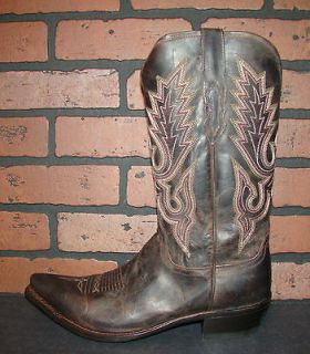 LUCCHESE M1002 Mens 10.5 D Leather Western Cowboy Boots Chocolate