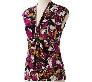 212 Collection Leaf Empire Top Womens Berry Floral Print NEW with TAG