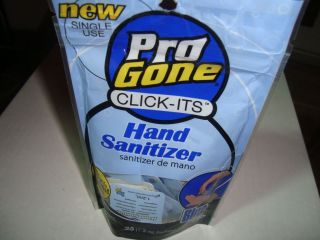 Hand Sanitizer Pro Gone Click its #25 Single use Packets KILLS 99.99%