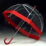 60s Retro Ladies Clear Bubble Dome Umbrella red trim