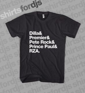Dilla Premier Pete Rock Prince Paul RZA Helvetica BLACK T Shirt Hip