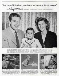 1944 Ray Milland & Family Photo Servel Gas Refrigerators Print Ad