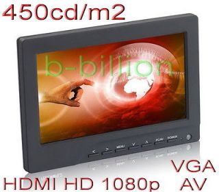 DSLR HD 1080p HDMI 450cd/m2 RCA AV VGA LED LCD Monitor Cam On