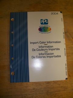 PPG 2004 Import color chip paint book codes chart BMW Honda Toyota