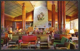 Lounge in Jasper Park Lodge AB postcard 1950s