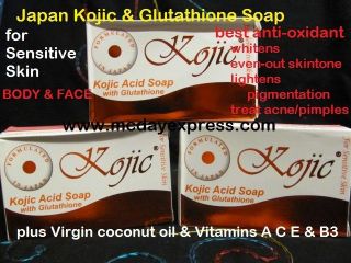 Japan Kojic Acid & Glutathione Face Body Soap Acne free Skintoner Vit