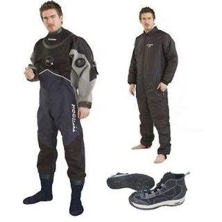 Scuba Dry Suit Package w/Undergarments and Boots Size Small Medium