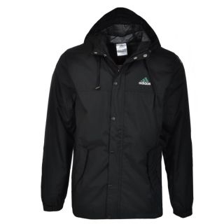 Adidas Equipment Mens Black Hooded Rain Jacket Full Zip Coat