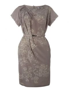 Marella 100% Silk Print Dress In Light Grey From 