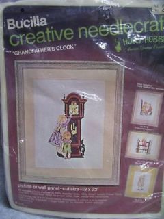 Vtg 80s Bucilla Holly Hobbie Grandfathers Clock Crewel Kit 18x22 NEW