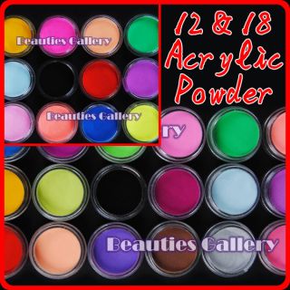 12 18 Color acrylic Powder liquid Glitter Nail Art Tool Kit UV Deco