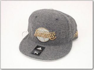 LA Lakers Hat adidas Fitted Melton Cap NBA Basketball Gray Kobe