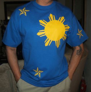 Filipino Sun & Stars Pinoy Flag Blue T shirt S 4XL