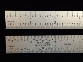 PEC USA 6 Rigid Satin 5R (1/10, 1/100, 1/32, 1/64) machinist ruler