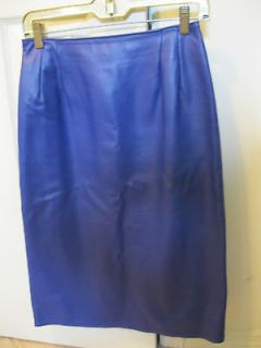 Womens Leather Concepts blue leather fully lined skirt size 8 EUC