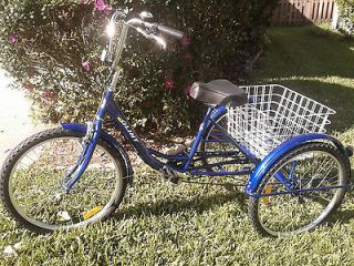 New Adult Tricycle 6 Speed spd Shimano   BLUE Trike 24 three 3 wheel