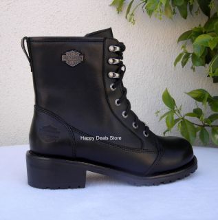 NEW HARLEY DAVIDSON WOMEN BLACK LEATHER MOTORCYCLE BOOTS D84199 ALL