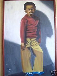 African American Boy Portrait Oil Painting 37x 25