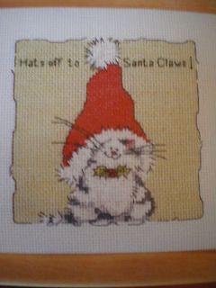 MARGARET SHERRY CAT WITH SANTA HAT HATS OFF TO SANTA CLAUS CROSS