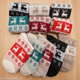 Reindeer Pattern Socks Nordic Wool Socks Woman Socks Winter Socks (1