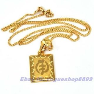 ENGAGING AFRICA STYLE 18K YELLOW GOLD GP PENDANT 18 NECKLACE SOLID